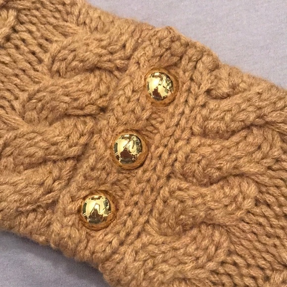 Brand New Michael Kors Cable Knit Earband Headband Camel w/ Gold Accents - Picture 4 of 9